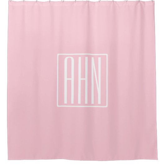Rideaux De Douche Initiales Monogramme | Blanc Sur Rose Clair (Devant)