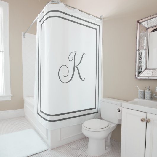 Rideaux De Douche Initiales monogramme gris script personnalisées av (En situation)