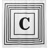 Rideaux De Douche Initiales Monogrammes Noir Blanc Gratté Nom Person (Devant)