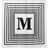Rideaux De Douche Initiales Monogrammes Noir Blanc Motifs Nom person (Devant)