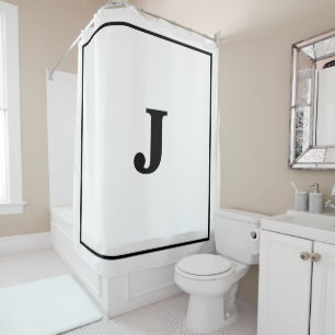 Rideaux De Douche Initiales Monogrammes Nom personnalisé Décor noir