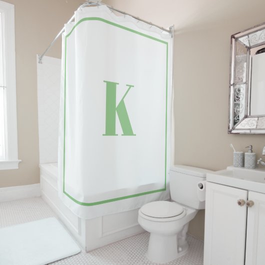 Rideaux De Douche Initiales Monogrammes Nom personnalisé Sage Vert B (En situation)