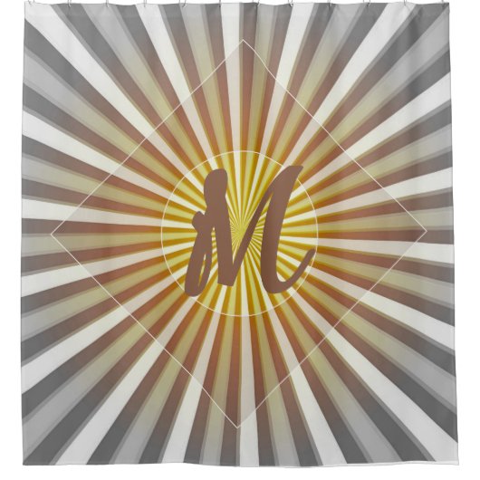 Rideaux De Douche Initiales Monogrammes sur stries Starburst Gris Ja (Devant)