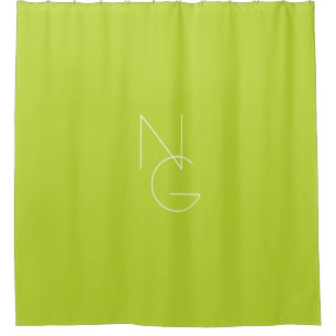 Rideaux De Douche Initiales superposées Modernes 2 Vert Citron