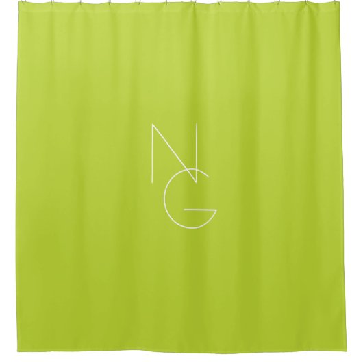 Rideaux De Douche Initiales superposées Modernes 2 | Vert Citron (Devant)