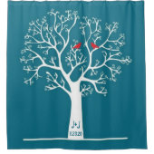 Rideaux De Douche Inséparables rouges lunatiques dans la coutume (Devant)