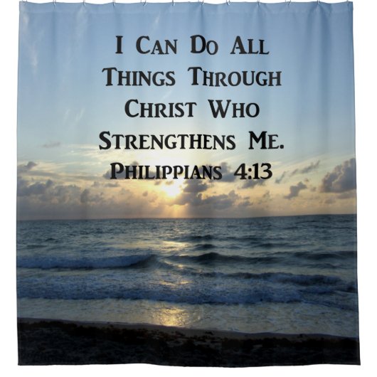 RIDEAUX DE DOUCHE INSPIRING PHILIPPIANS 4:13 BIBLE VERSE (Devant)