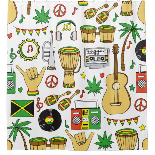 Rideaux De Douche Instruments de musique motif sans faille. Reggae (Devant)