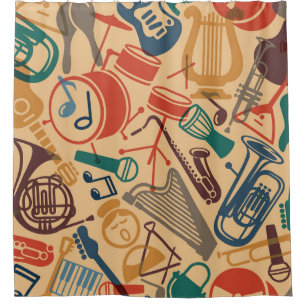Rideaux De Douche Instruments de musique Vintage Arrière - plan sans