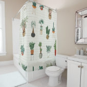 Rideaux De Douche interior home plants seamless hand drawn pattern (En situation)