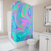 Rideaux De Douche Iridescente marbrée texture holographique en dynam (En situation)