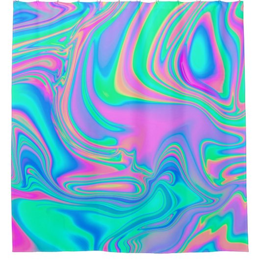 Rideaux De Douche Iridescente marbrée texture holographique en dynam (Devant)