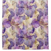 Rideaux De Douche Iris Floral Doré Violet Romantique pour Mariage (Devant)