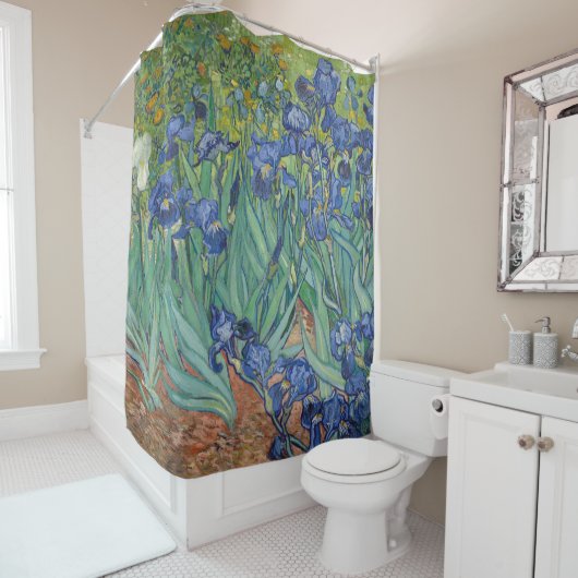 Rideaux De Douche Irises Blue Green Jaune Van Gogh Inspiré (En situation)