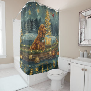Rideaux De Douche Irish Red Setter Christmas Festive Voyage