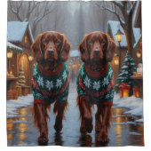 Rideaux De Douche Irish Red Setter Dogs Christmas Snow Holiday (Devant)