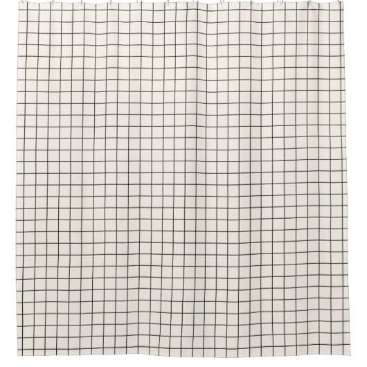 Rideaux De Douche Ivory Black Minimal Grid Pattern Bathroom Decor (Devant)