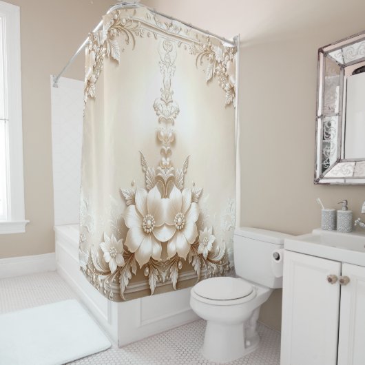 Rideaux De Douche Ivory Flowers Shower Curtain (En situation)