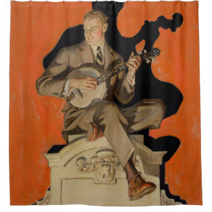 Rideaux De Douche J.C. Leyendecker Joueur de banjo 1920 Art déco Art