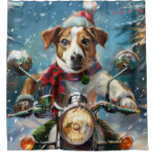 Rideaux De Douche Jack Russell Chien équitation Moto Noël (Devant)
