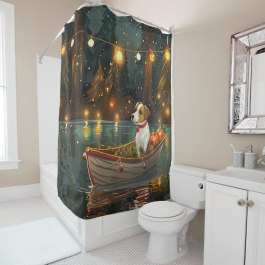 Rideaux De Douche Jack Russell Christmas Festive Voyage (En situation)