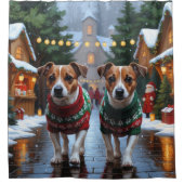 Rideaux De Douche Jack Russell Dogs Christmas Snow Holiday (Devant)
