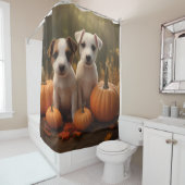 Rideaux De Douche Jack Russell Puppy Automne Citrouille de plaisir (En situation)