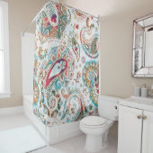 Rideaux De Douche Jacobean seamless pattern. Flowers background, eth (En situation)