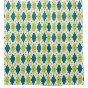 Rideaux De Douche Jacquard bleu et vert