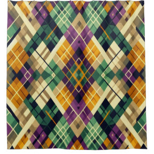 Rideaux De Douche Jacquard Mardi Gras jaune violet vert