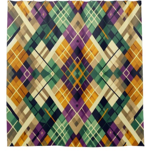 Rideaux De Douche Jacquard Mardi Gras jaune violet vert (Devant)