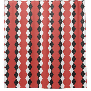 Rideaux De Douche Jacquard plaid. Motif écossais en blanc, noir et
