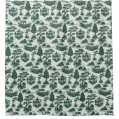 Rideaux De Douche Jade de saule avec Pagode et Bateau (Devant)