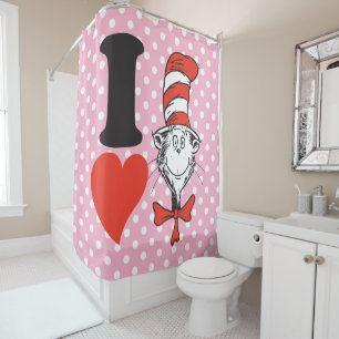 Rideaux De Douche J'adore le Chat dans le Chapeau