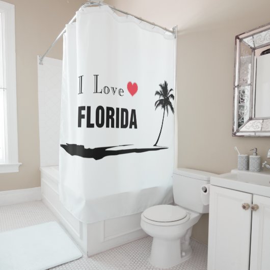 Rideaux De Douche J'aime la Floride (En situation)