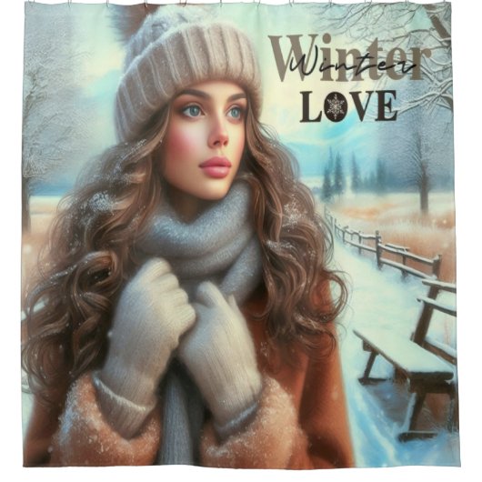 Rideaux De Douche J'aime l'hiver (Devant)