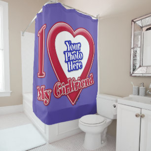 Rideaux De Douche J'Aime Ma Fille Photo Coeur Rouge Violet