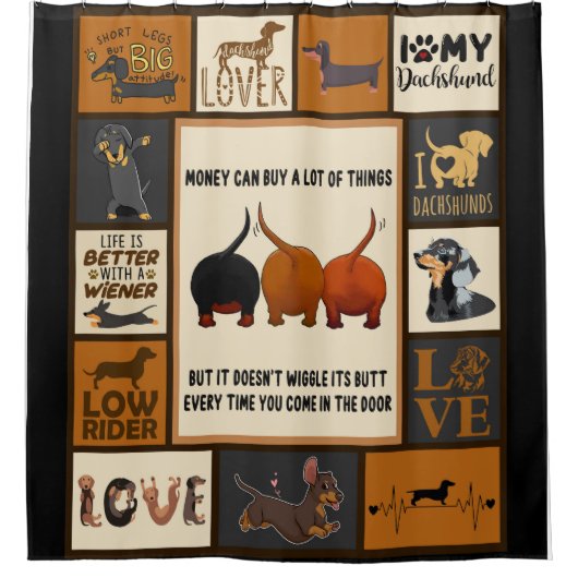 Rideaux De Douche J'Aime Mon Dachshund. La Vie Est Meilleure Avec Un (Devant)