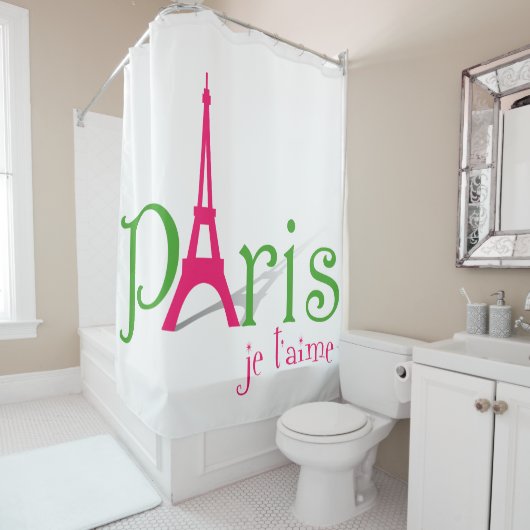 Rideaux De Douche J'aime Paris (En situation)