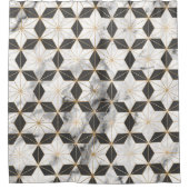 Rideaux De Douche Japonais Asanoha : Motif en marbre d'or. (Devant)