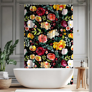Rideaux De Douche Jardin anglais coloré fleurs aquarelles d'été