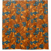 Rideaux De Douche Jardin aux bleuets, bleu et orange (Devant)