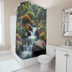Rideaux De Douche Jardin aux fleurs Zen avec des fleurs d'arbres et