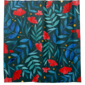 Rideaux De Douche Jardin d'aquarelle magique - turquoise foncé et ro (Devant)