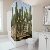 Rideaux De Douche Jardin de cactus, paysage désertique tropical. (En situation)