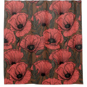 Rideaux De Douche Jardin de coquelicot dans le corail et brun (Devant)