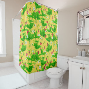 Rideaux De Douche Jardin de fraise sur jaune