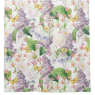 Rideaux De Douche Jardin d'été - Vintage Redouté Fleurs de Cottage 1