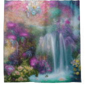 Rideaux De Douche Jardin D'Imaginaire Avec Fleurs Et Cascade Calme (Devant)