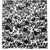 Rideaux De Douche Jardin floral blanc noir de Toile (Devant)